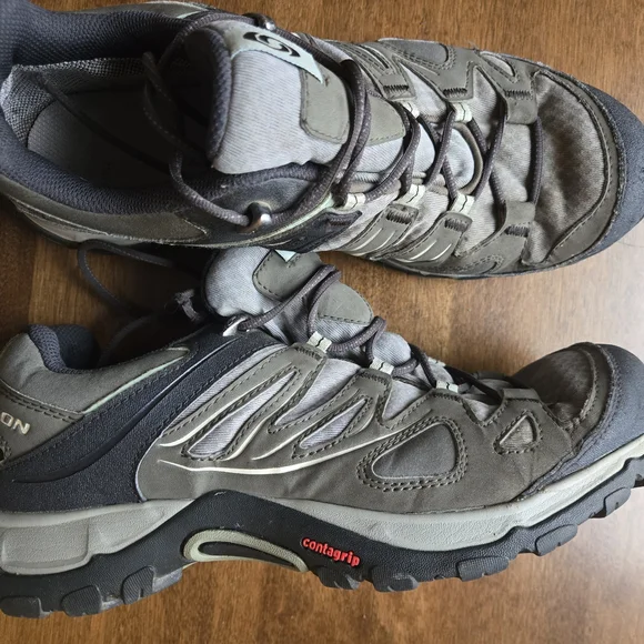 Salomon Gore-Tex Hiking Shoes Contagrip Trail Sneakers Gray Men’s 9 Waterproof - Picture 1 of 5